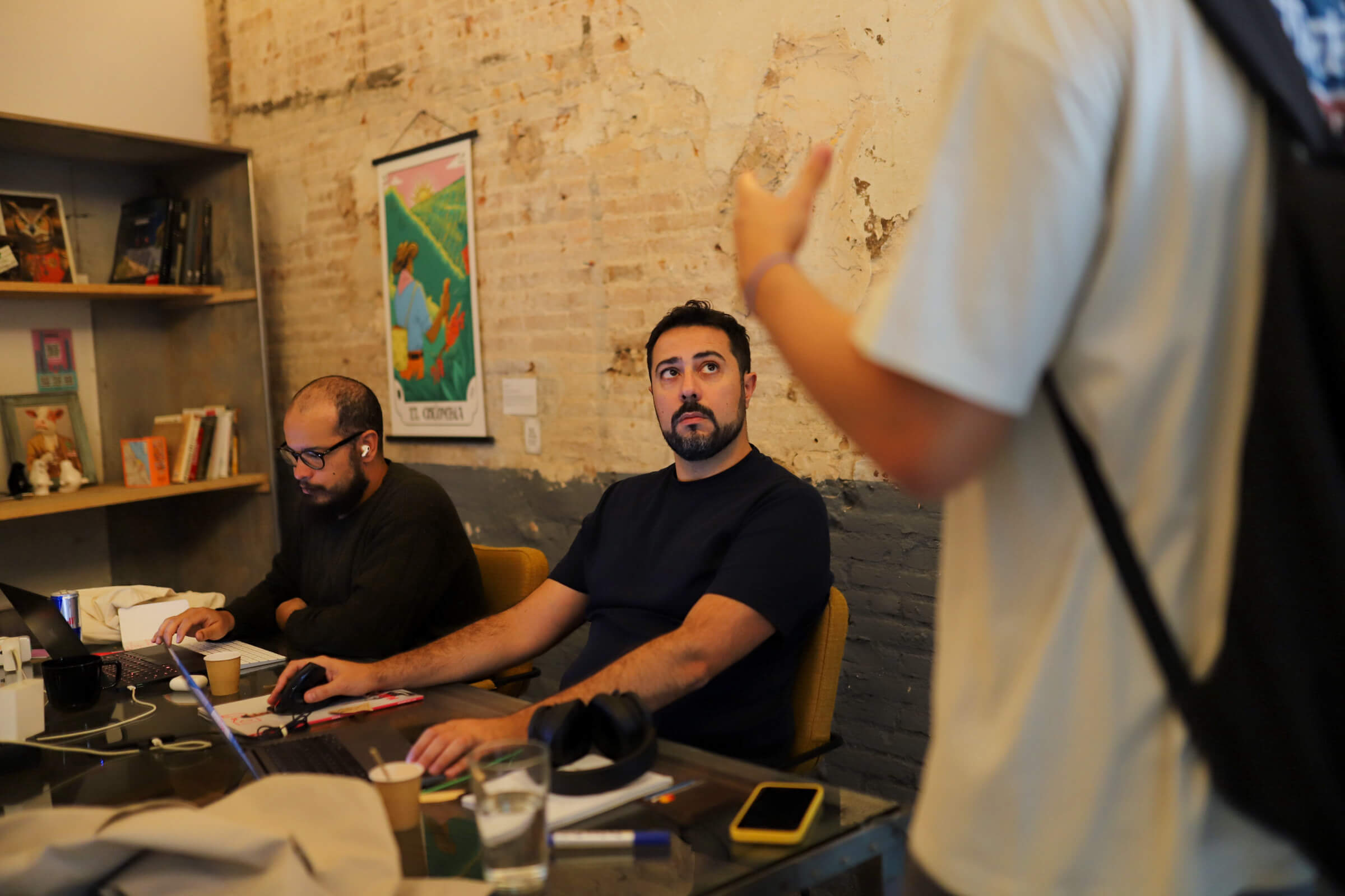Team working at table